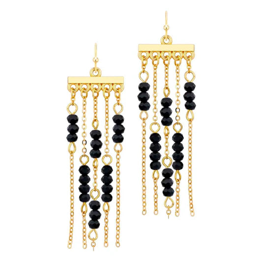 Gold Chain and Crystal Tassel Earring