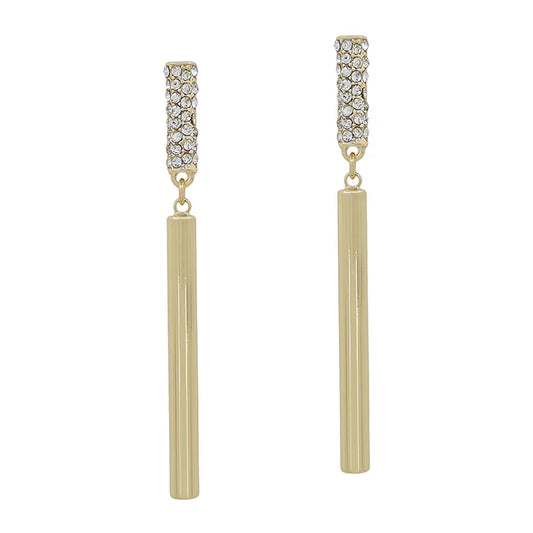 Rhinestone Cylinder Drop 2" Earring