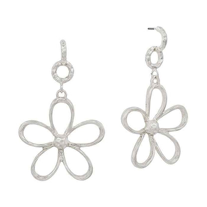 Small Hoop with Open Flower Drop 1.75" Earring