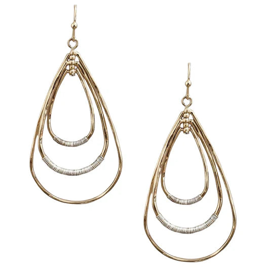 Worn Wire Accent Teardrop 1.75" Earrings