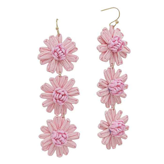 Paper Flower Three Drop 2.5" Earring