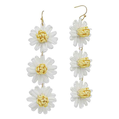 Paper Flower Three Drop 2.5" Earring