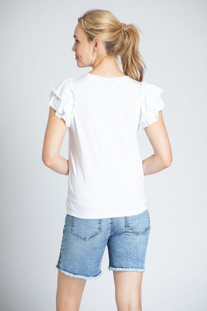 Women's Ruffle Cap Sleeve Tee