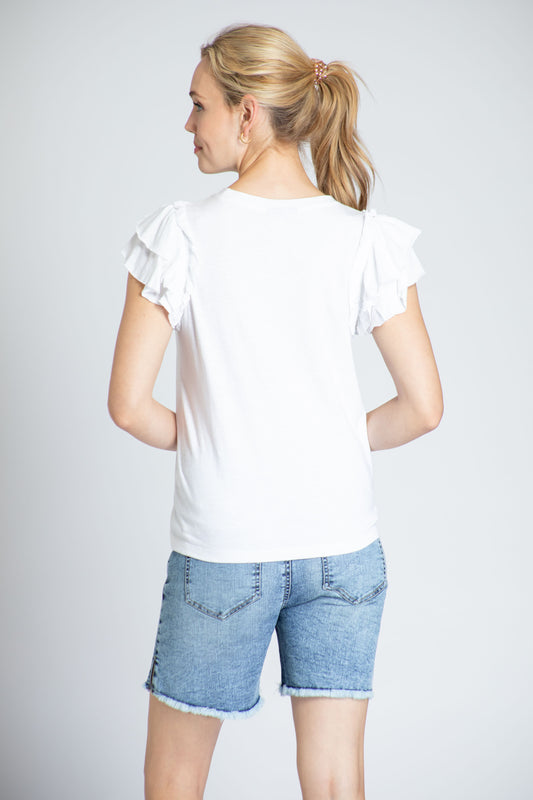 Women's Ruffle Cap Sleeve Tee