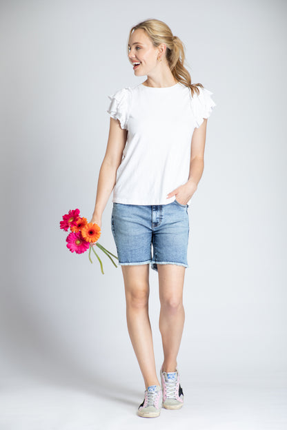 Women's Ruffle Cap Sleeve Tee