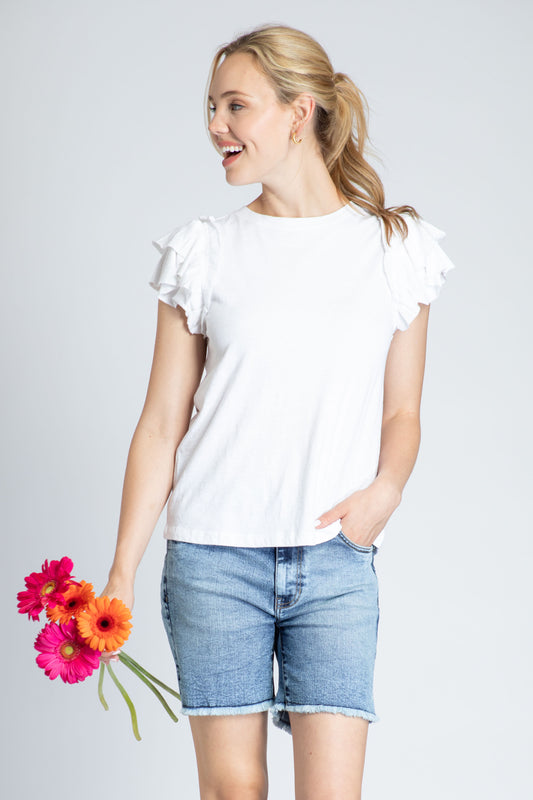 Women's Ruffle Cap Sleeve Tee