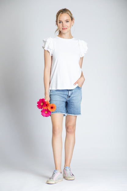Women's Ruffle Cap Sleeve Tee