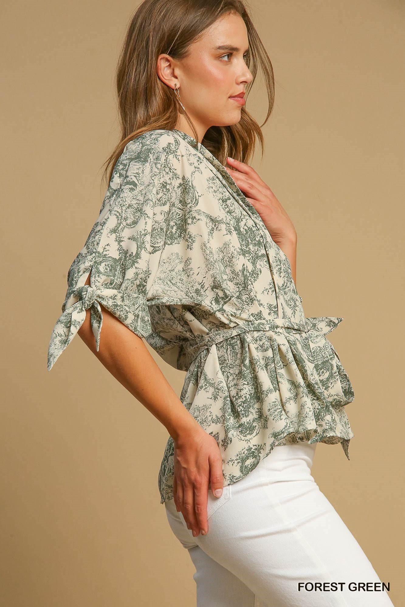 Landscape Print Top w/Belt