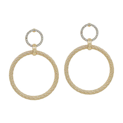 Open Circle with Pave Beaded Accent 2" Earring