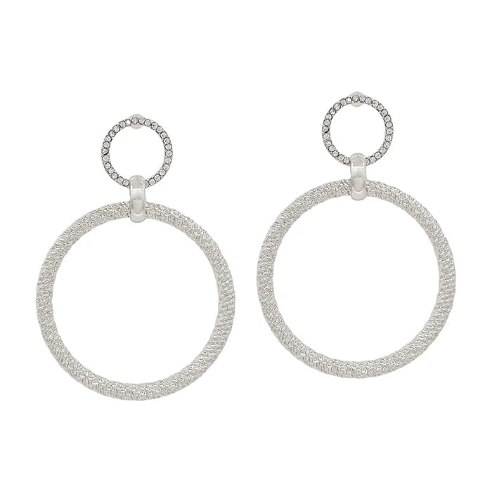 Open Circle with Pave Beaded Accent 2" Earring