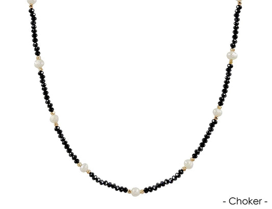 Crystal Choker w/Pearl 14-16" Necklace