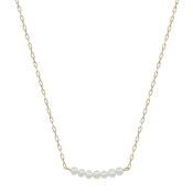 Gold Chain w/Freshwater Pearl Row Necklace