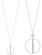 Chain w/Open Circle & Rhinestone Bar Necklace