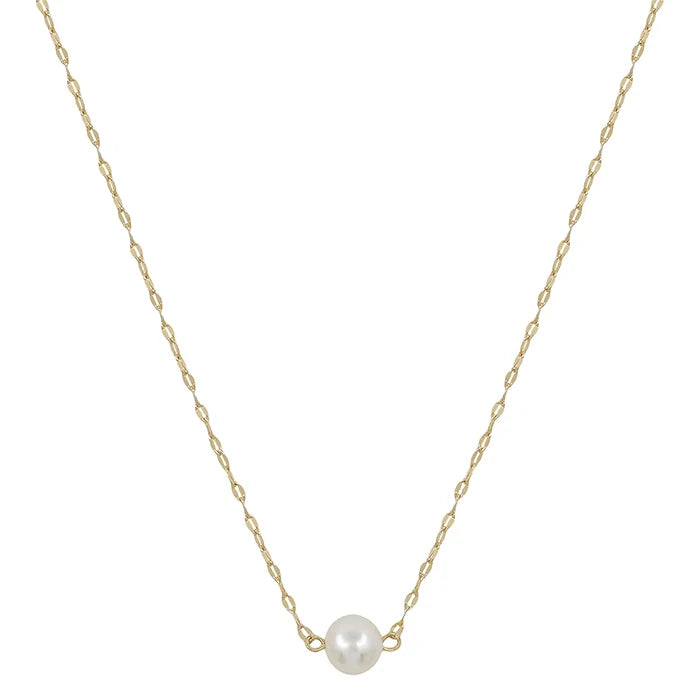 Gold Chain with Freshwater Pearl 16"-18" Necklace