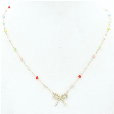 Crystal w/Rhinestone Bow 16-18" Necklace