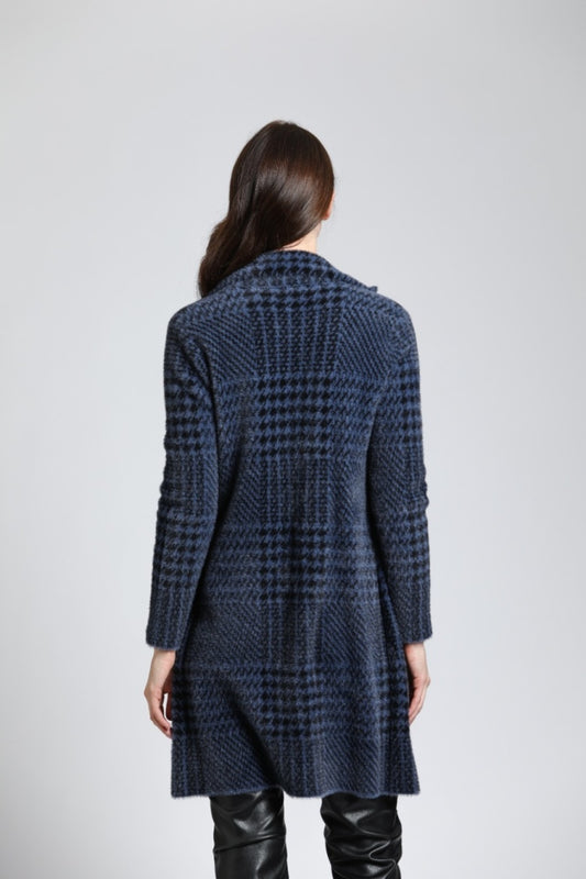 Single Breasted Plush Houndstooth Cozy Coat