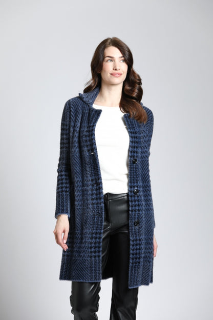 Single Breasted Plush Houndstooth Cozy Coat