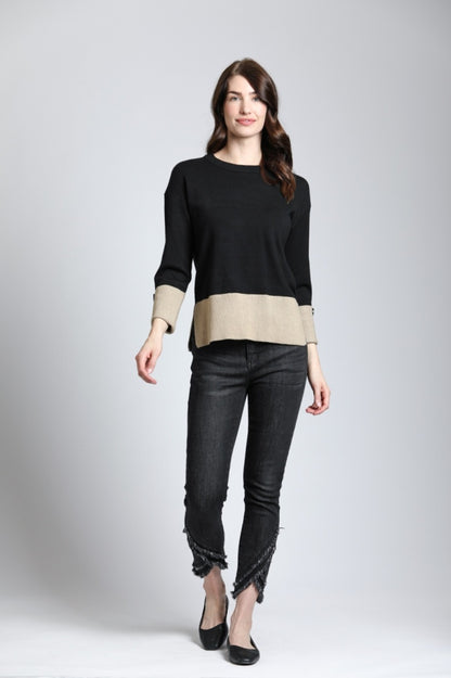 Color Block Pullover w/Wide Cuffs