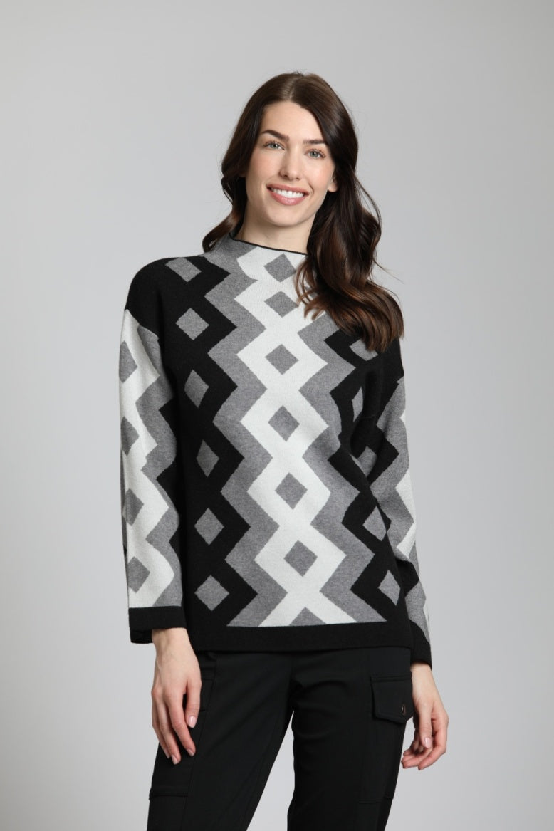 Argyle Sweater w/Funnel Neck