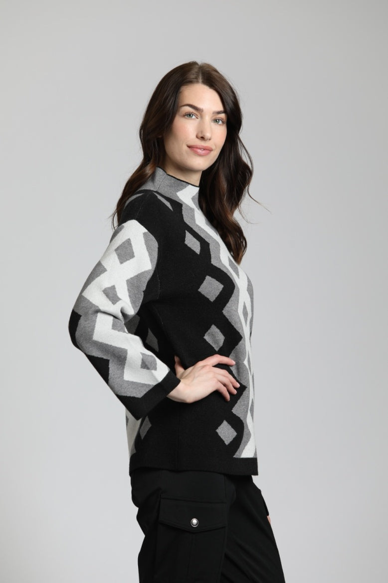 Argyle Sweater w/Funnel Neck