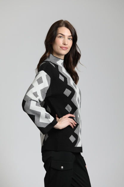 Argyle Sweater w/Funnel Neck