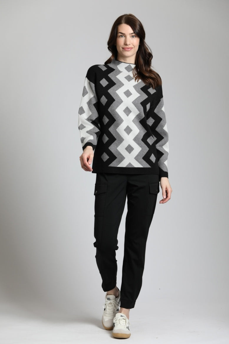 Argyle Sweater w/Funnel Neck