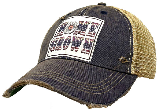 Home Grown Distressed Women's Trucker Hat Baseball Cap