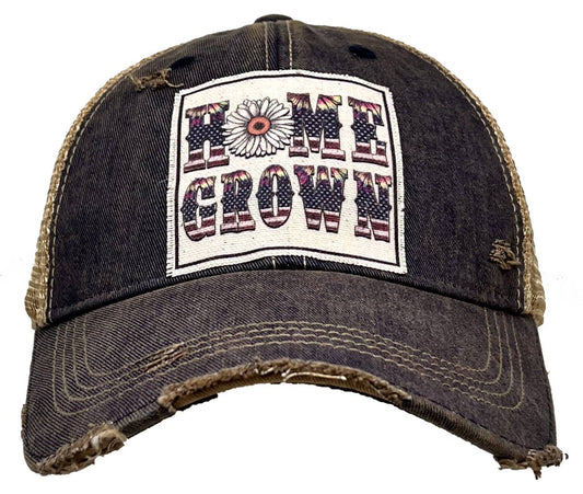 Home Grown Distressed Women's Trucker Hat Baseball Cap