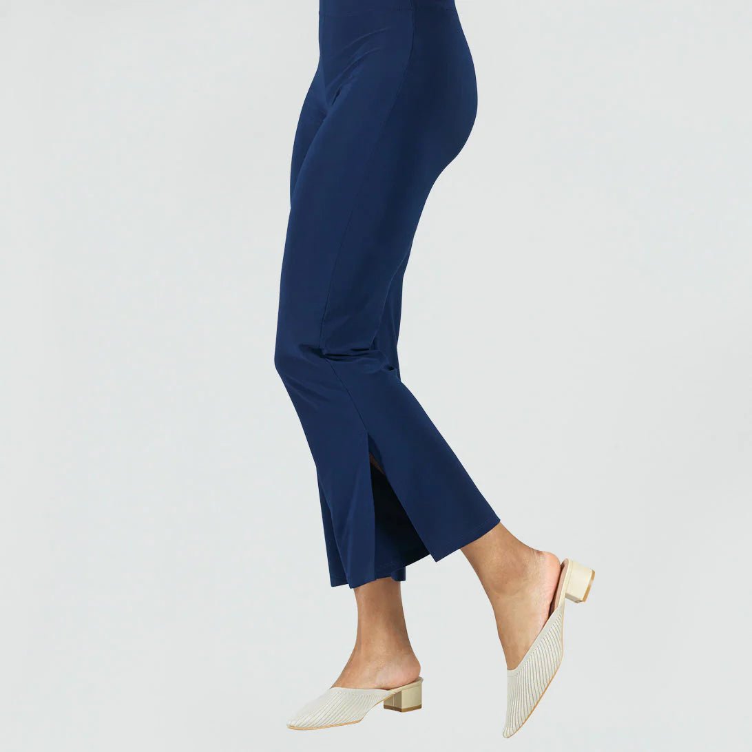 Center Seam Front Slit Ankle Pant - Bay-Tique