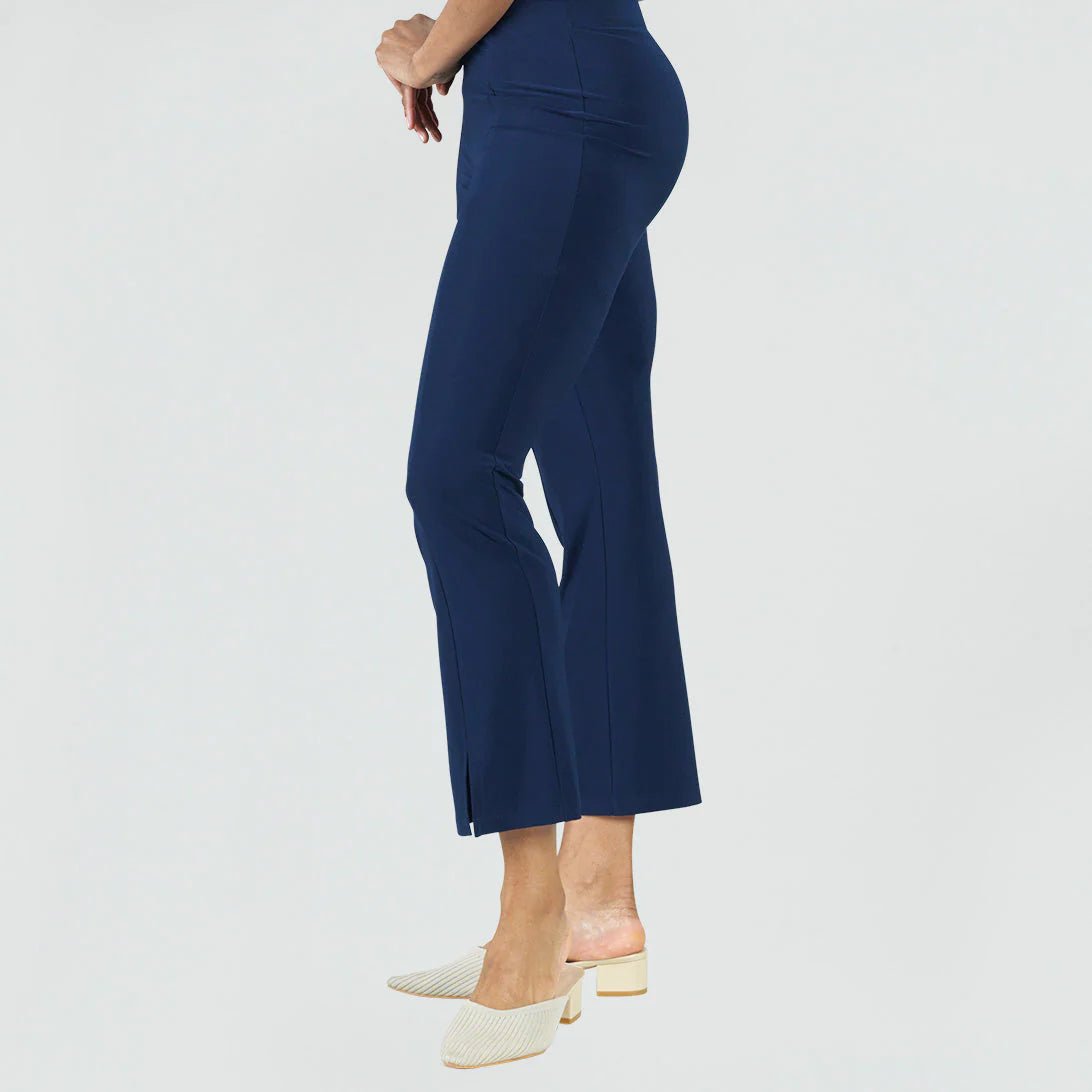 Center Seam Front Slit Ankle Pant - Bay-Tique