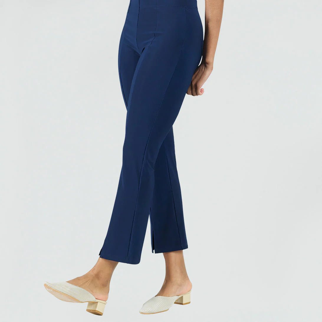 Center Seam Front Slit Ankle Pant - Bay-Tique