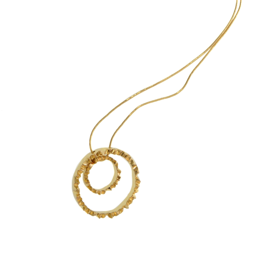 40" Gold Serrated Ring Necklace