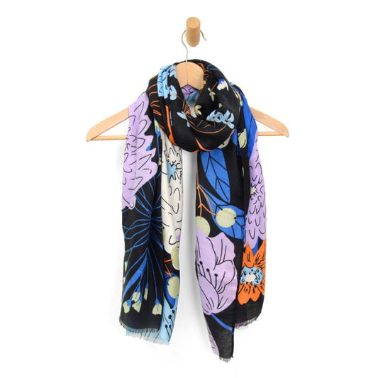 Black Wild Garden Scarf