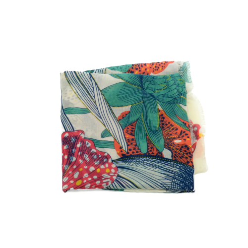 180X80 Turq Tropical Botanical Scarf