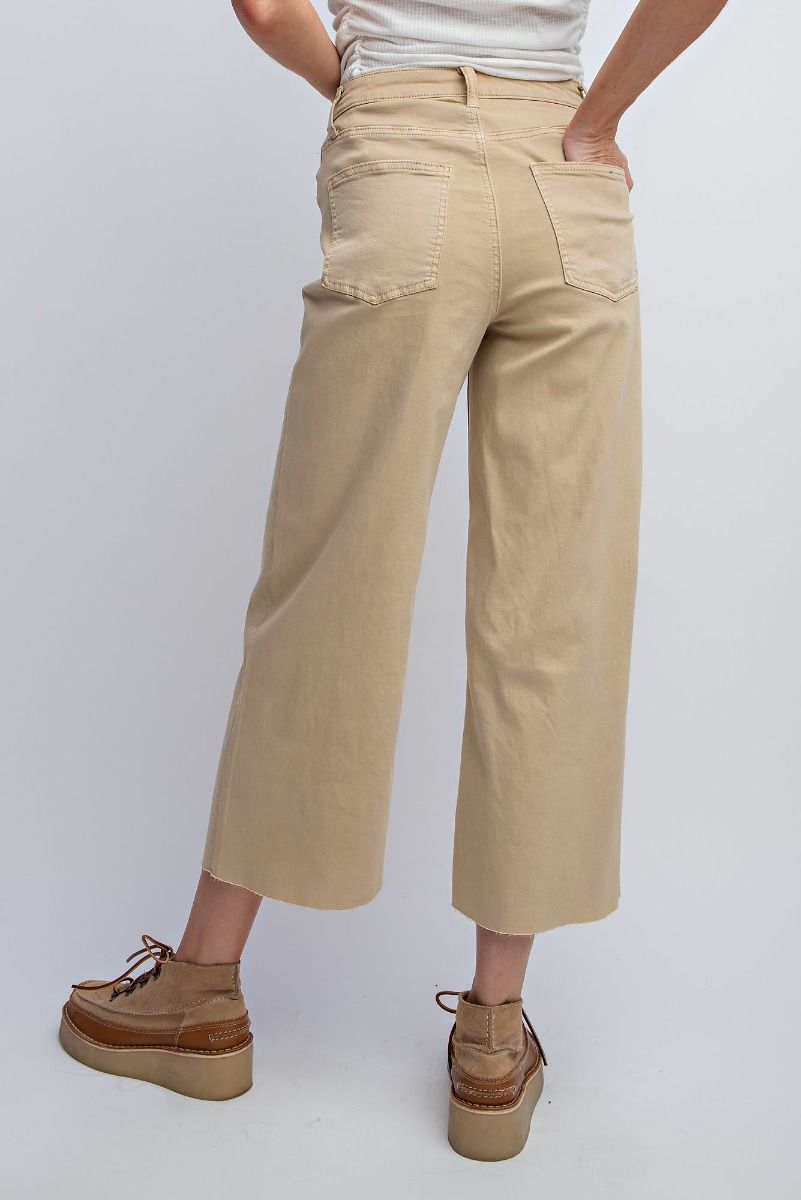 Women's BUTTON FRONT STRETCH TWILL BELL BOTTOM PANTS