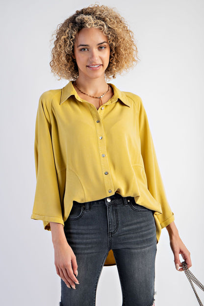 Women's MINERAL WASHED CHALLIS BUTTON DOWN SHIRT