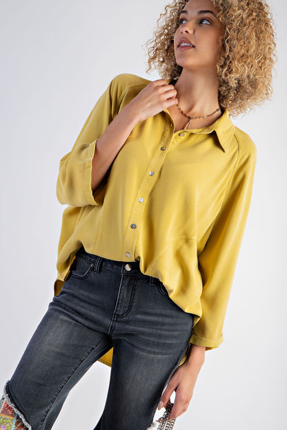 Women's MINERAL WASHED CHALLIS BUTTON DOWN SHIRT