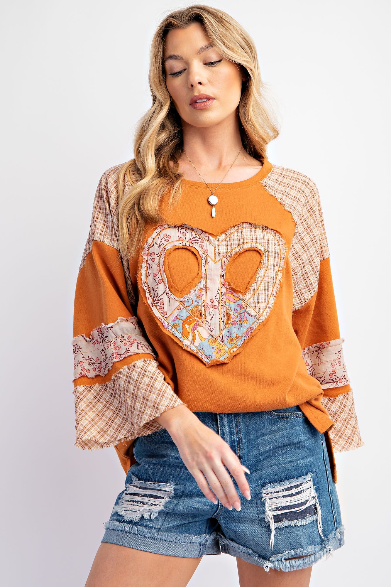 Women's MIX AND MATCH HEART PATCH COTTON TERRY PULLOVER