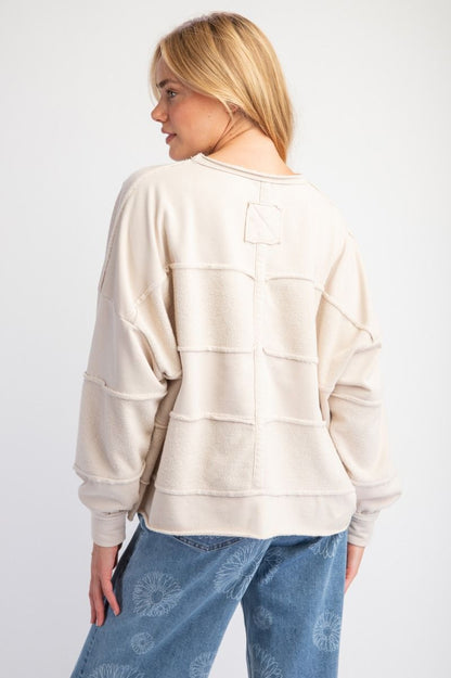 Women's BRUSHED TERRY KNIT MINERAL WASHED PULLOVER