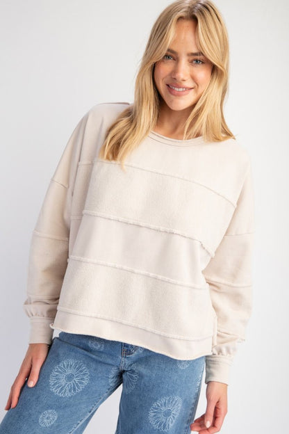 Women's BRUSHED TERRY KNIT MINERAL WASHED PULLOVER