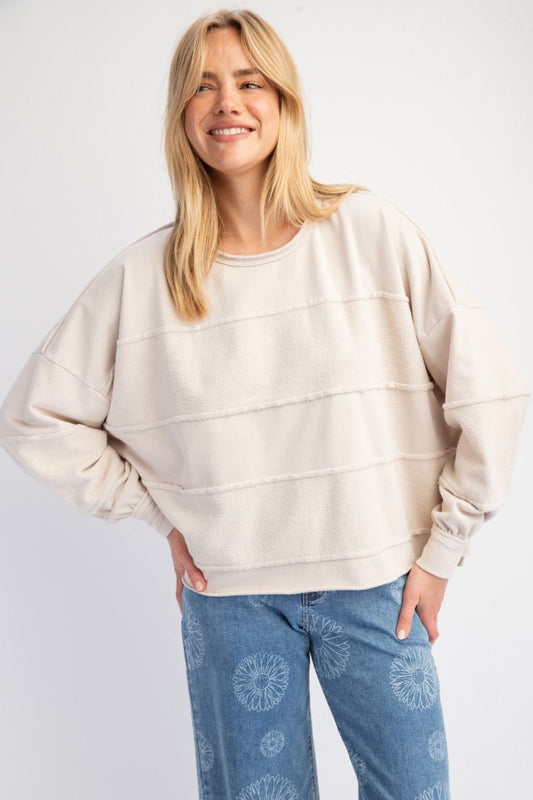 Women's BRUSHED TERRY KNIT MINERAL WASHED PULLOVER