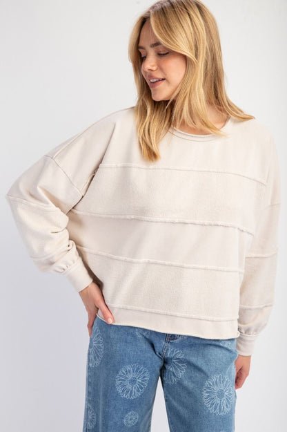 Women's BRUSHED TERRY KNIT MINERAL WASHED PULLOVER