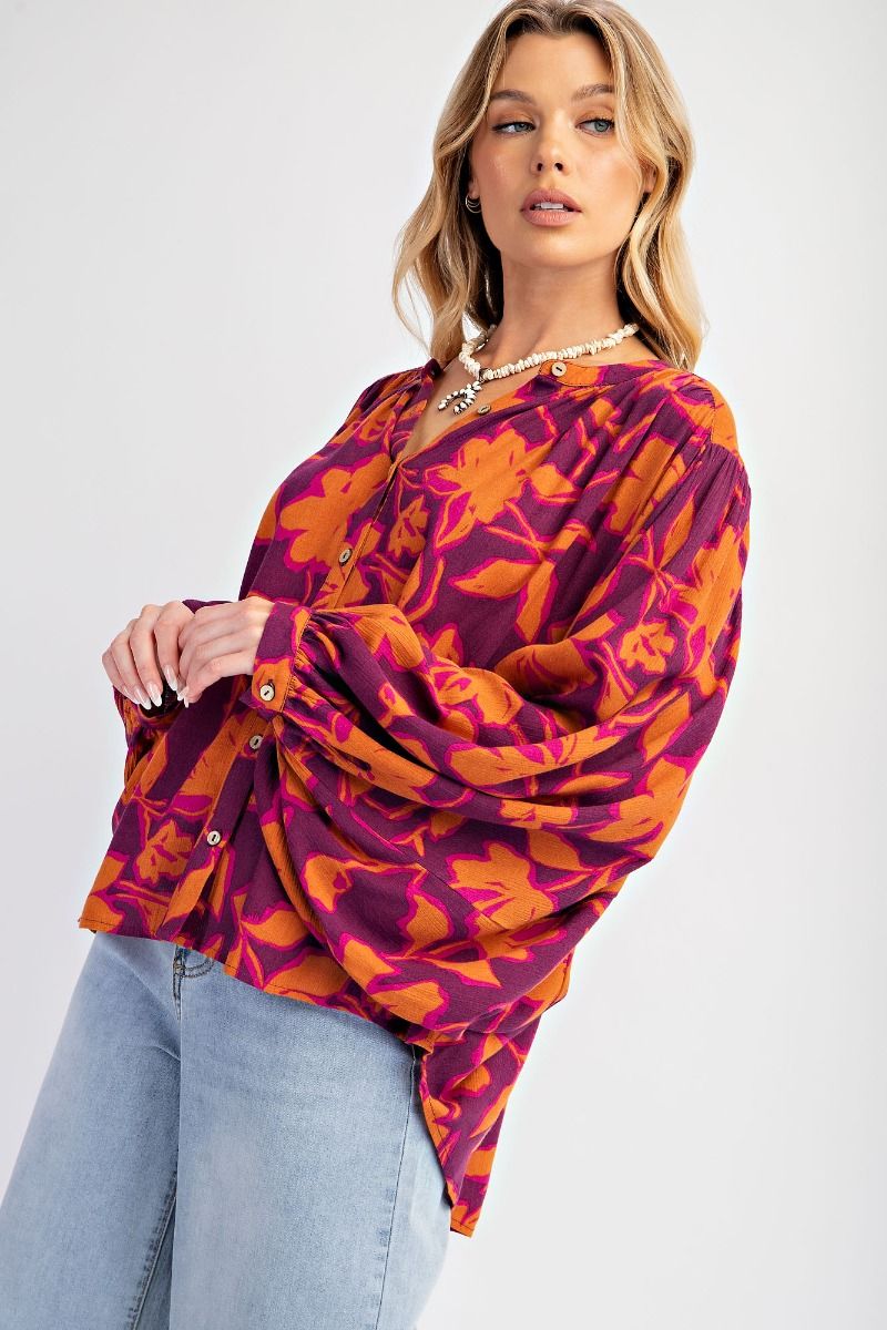 Women's Printed Rayon Gauze Blouse