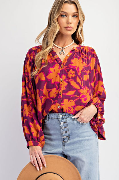 Women's Printed Rayon Gauze Blouse