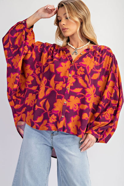 Women's Printed Rayon Gauze Blouse