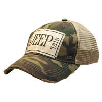 JEEP GIRL Distressed Trucker Cap - Bay-Tique