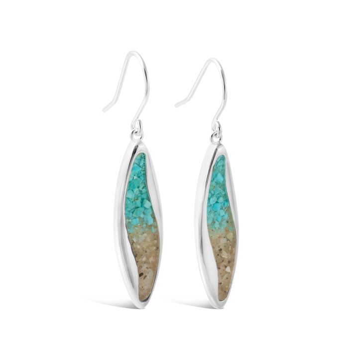 Ocean Current Earrings - Turquoise Gradient & Ship Island