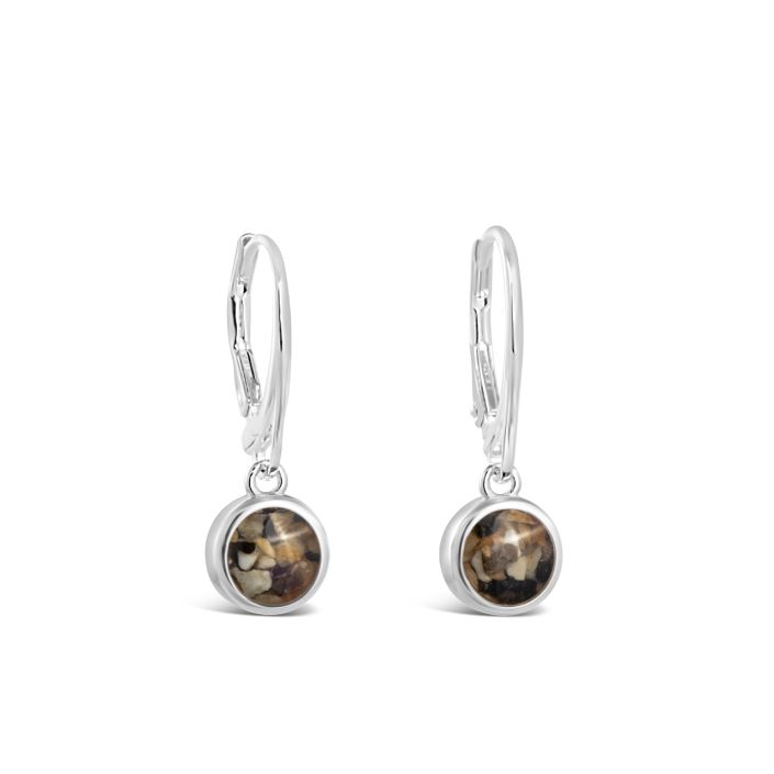 Sand Jewel Leverback Earrings - Round