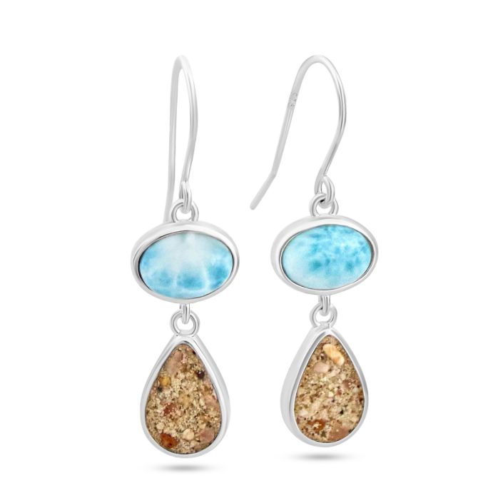 Stepping Stone Drop Earrings Larimar & BSL