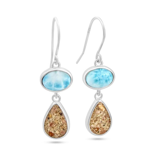 Stepping Stone Drop Earrings Larimar & BSL
